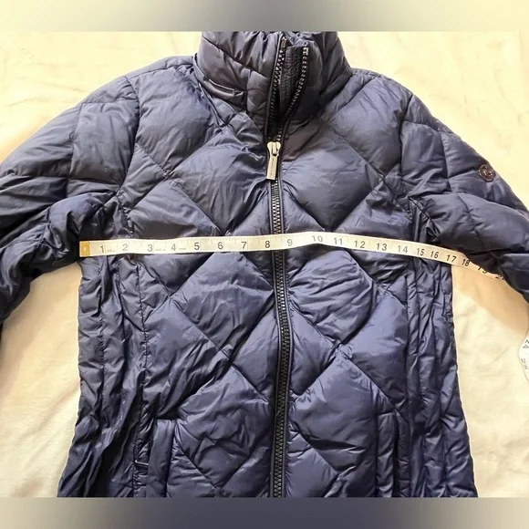 Michael Kors Packable Down Fill Dark Blue Puffer Coat Long Winter Jacket Size XS - Picture 11 of 16